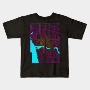 Porto, Portugal City Map Typography - Neon Kids T-Shirt